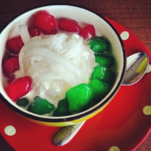 Red Rubies Green Emeralds with Coconut Ice Cream